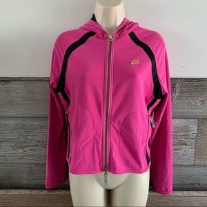 Nike Dri-Fit Zip-Up Hoodie - Pink, Gold, and Black size small (4/6)